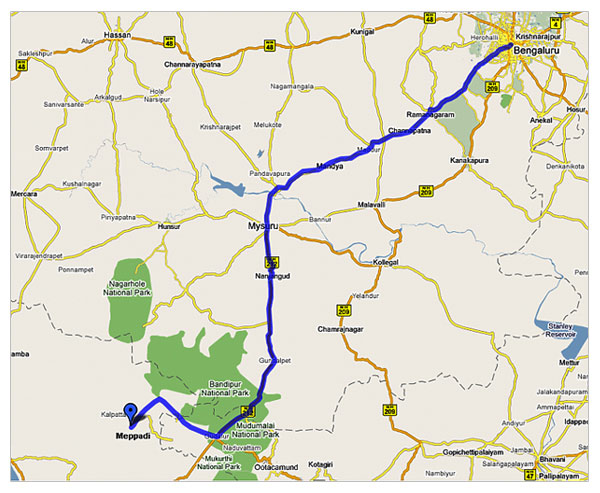Route Map - Bangalore to Meppadi